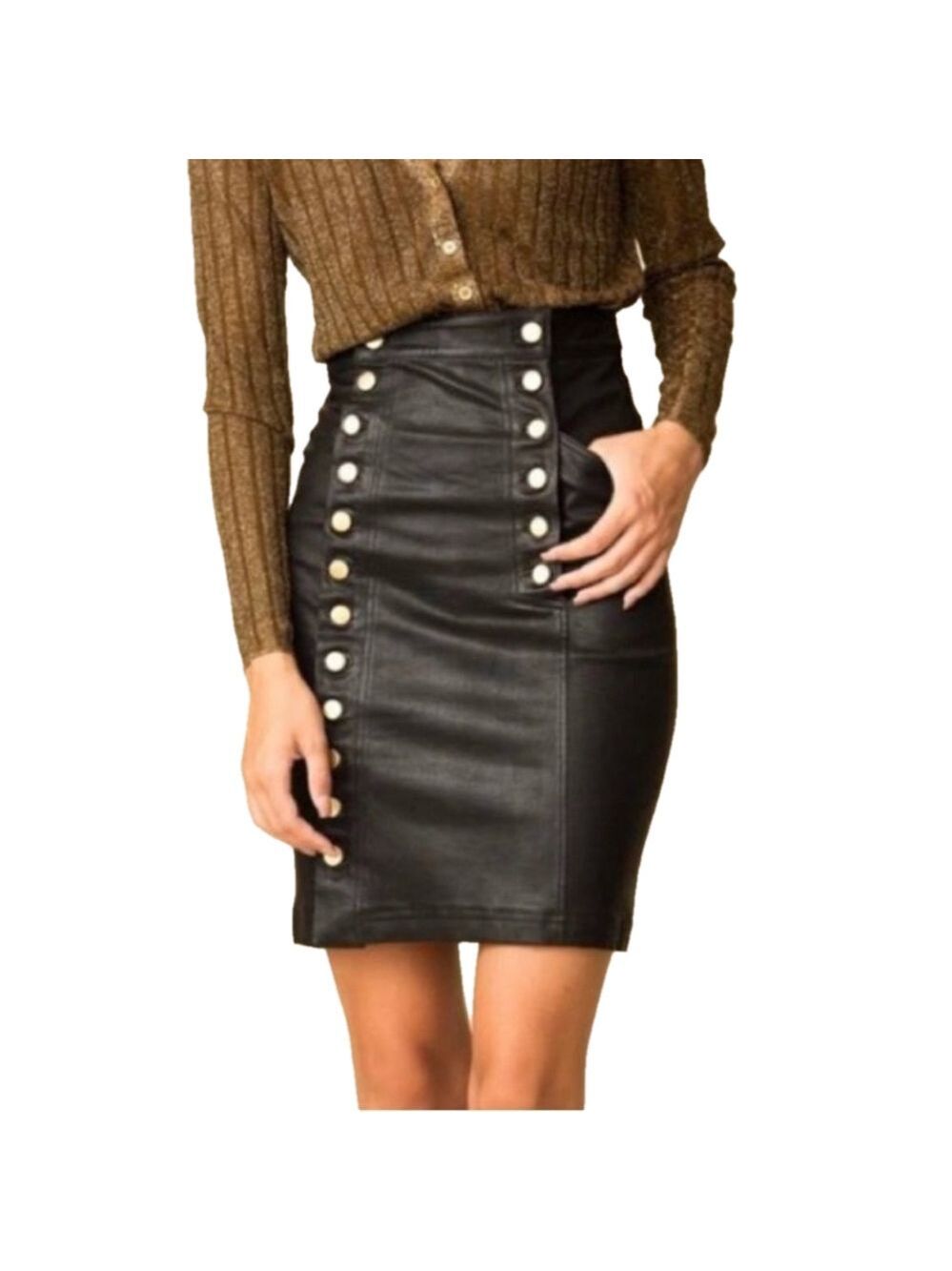 STUNNING Marissa Webb| Designer Lambskin stretch skirt. Button down front. 150s